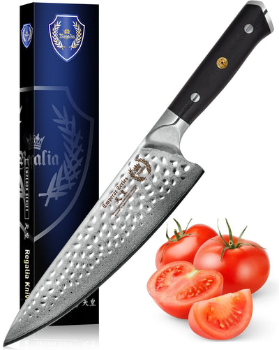 Regalia Emperor Series 8” Chef Knife w/ Hammered Finish AUS10V Japanese 67 Layers Damascus Steel