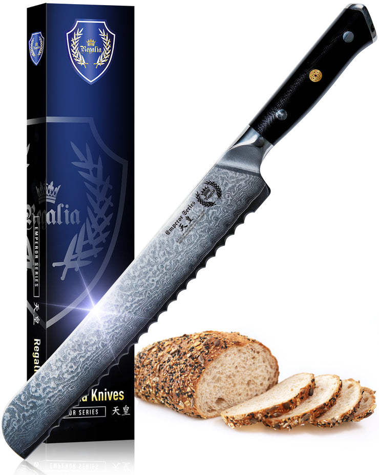 Cook N Home Bread Slicer Knife 10-Inch, Wavy Serrated High Carbon